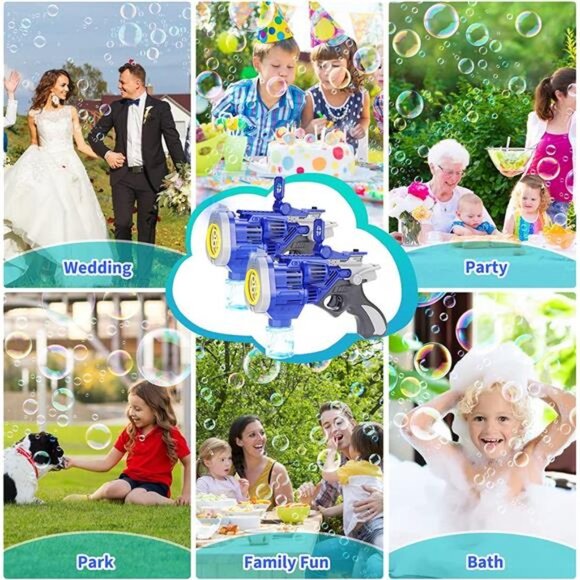 2 Pack Bubble Gun with 4 Bubble Solution, Large Size Bubble Guns for Kids - Picture 6 of 6